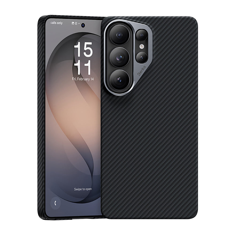 Galaxy S26 Ultra Kılıf Benks M-safe Şarj Özellikli Magnetik ArmorAir 600D Kevlar Karbon Fiber Kapak