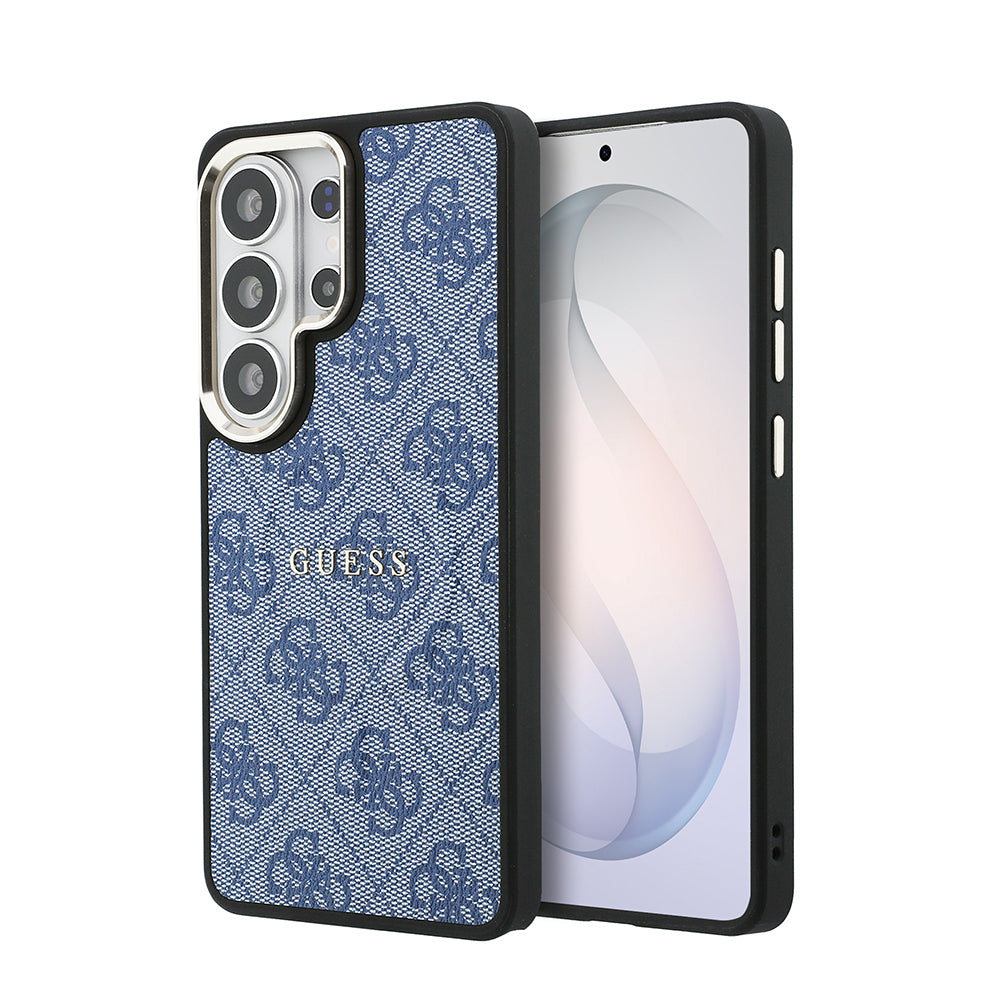 Galaxy S26 Ultra Kılıf Guess Orjinal Lisanslı M-safe Şarj Özellikli Metal Kamera Çerçeveli PU Deri 4G Desenli Yazı Logolu Kapak