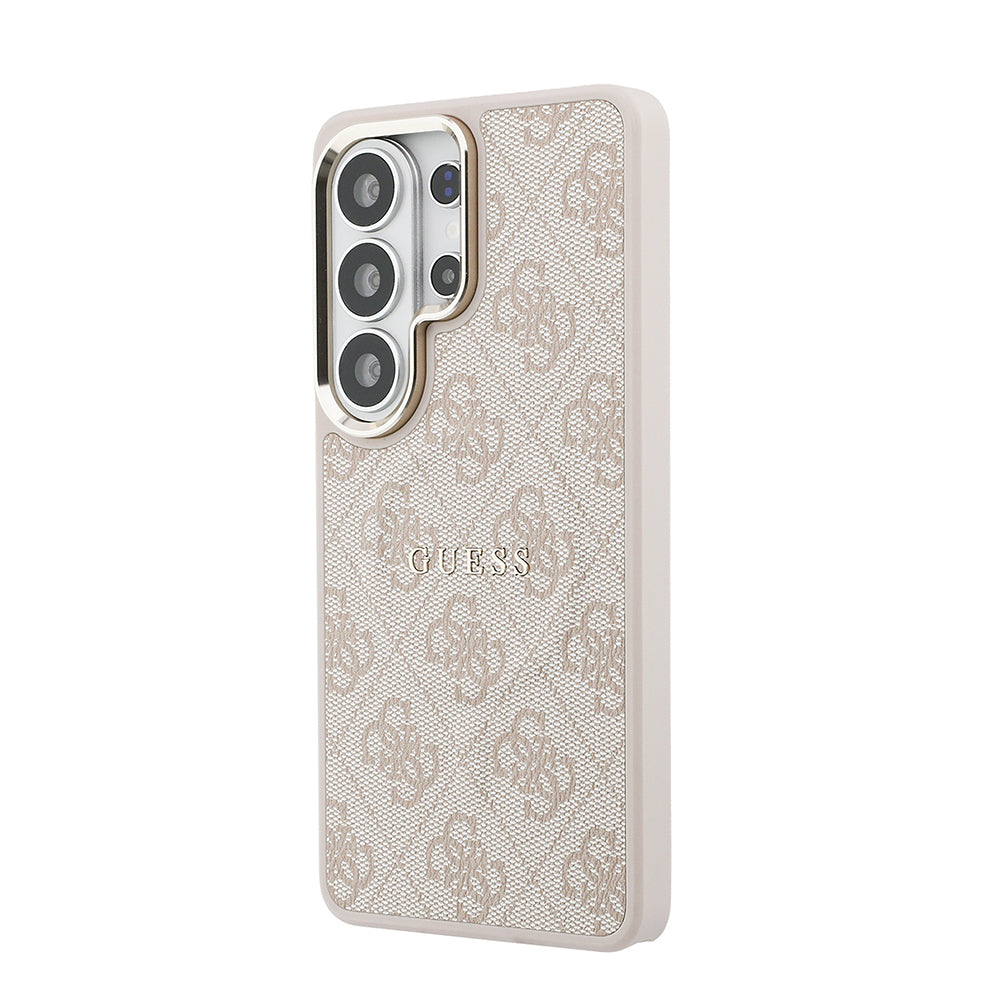 Galaxy S26 Ultra Kılıf Guess Orjinal Lisanslı M-safe Şarj Özellikli Metal Kamera Çerçeveli PU Deri 4G Desenli Yazı Logolu Kapak