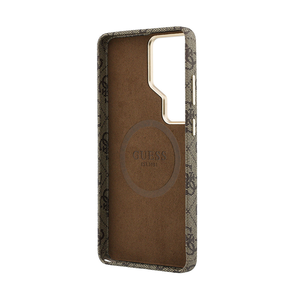 Galaxy S26 Ultra Kılıf Guess Orjinal Lisanslı M-safe Şarj Özellikli Script Yazı Logolu 4G Desenli Kapak