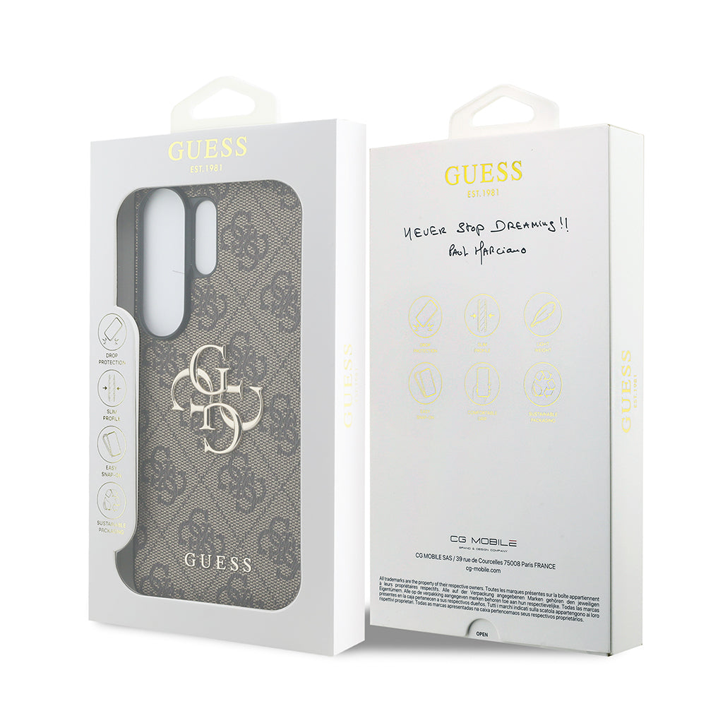 Galaxy S26 Ultra Kılıf Guess Orjinal Lisanslı PU Deri Büyük Metal Logo Dizaynlı Kapak