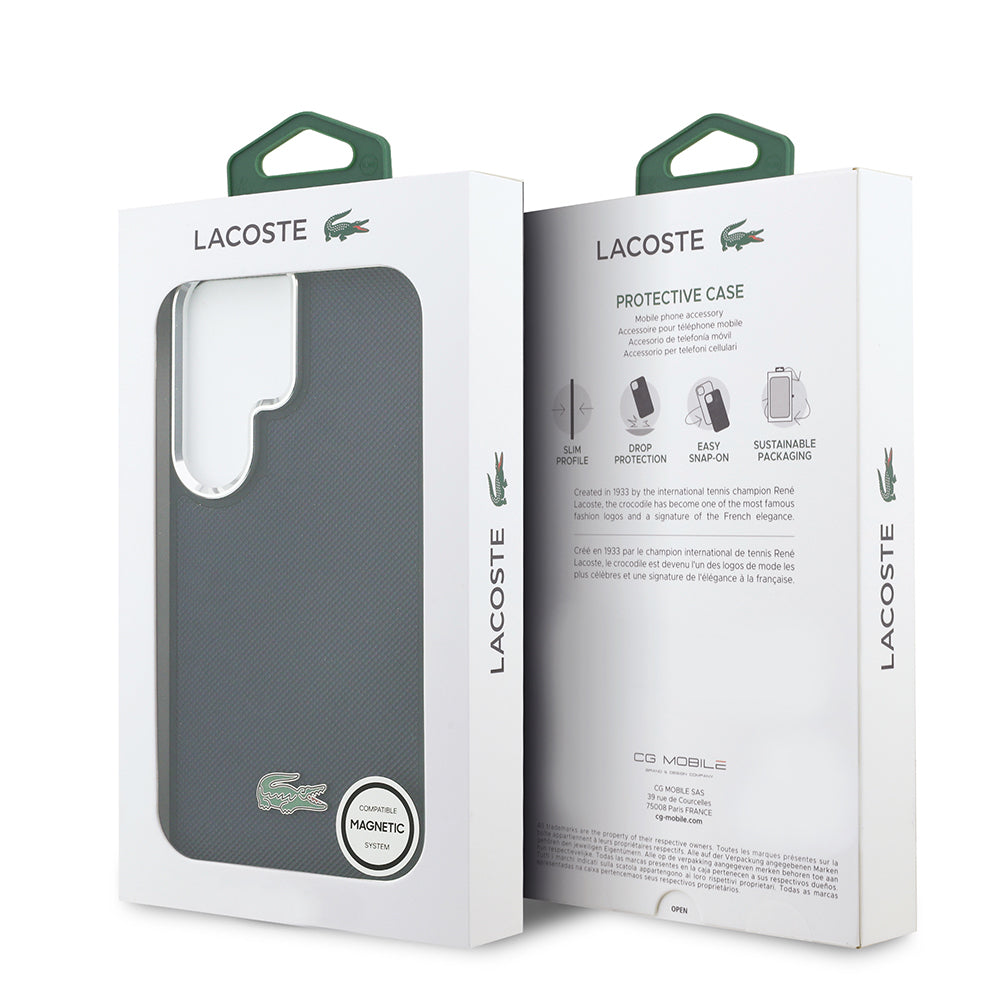 Galaxy S26 Ultra Kılıf Lacoste Orjinal Lisanslı PU Pike Desenli Arka Yüzey İkonik Timsah Metal Logolu Kapak