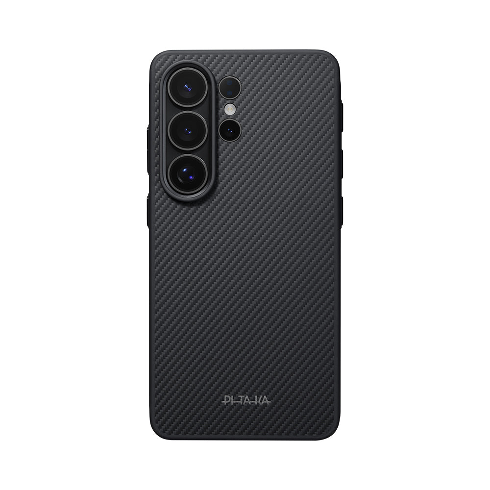 Galaxy S26 Ultra Kılıf M-safe Şarj Özellikli 600D Aramid Karbon Fiber Pitaka Cairn Serisi Black-Grey Twill Kapak