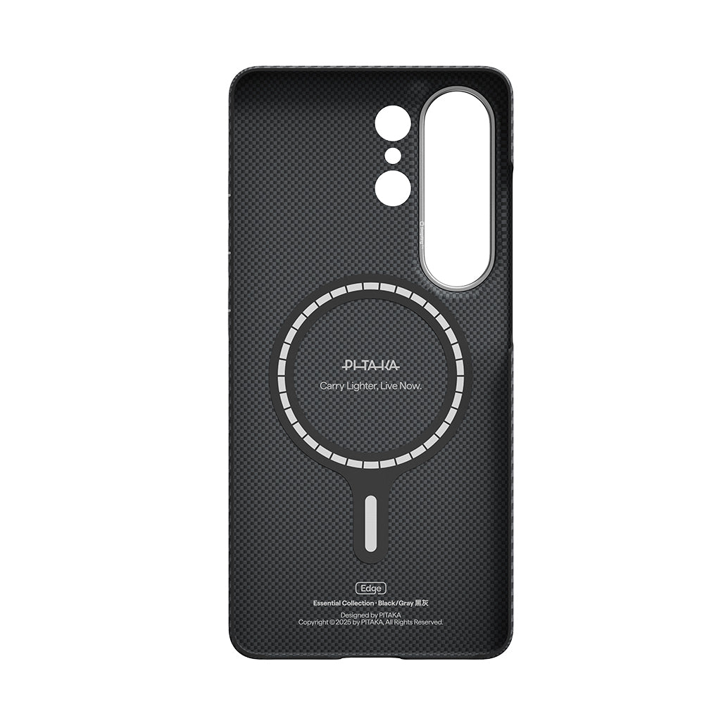 Galaxy S26 Ultra Kılıf M-safe Şarj Özellikli 600D Aramid Karbon Fiber Pitaka Ultra-Slim Classic Serisi Black-Grey Twill Kapak