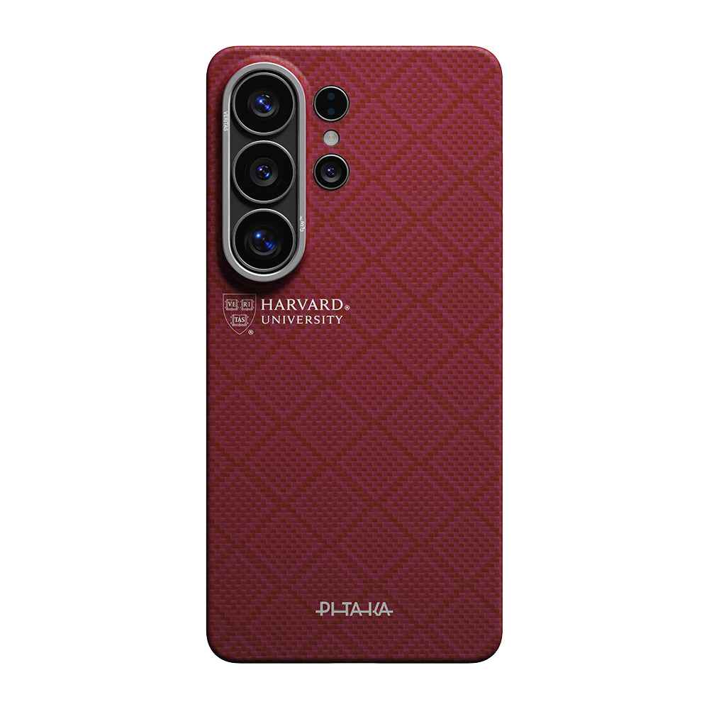 Galaxy S26 Ultra Kılıf M-safe Şarj Özellikli Aramid Karbon Fiber Pitaka Harvard University Serisi Kapak