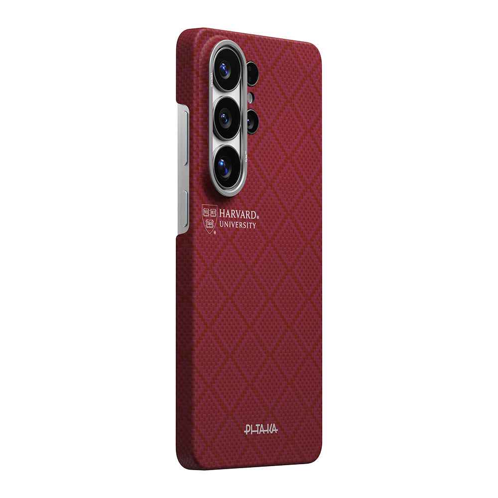 Galaxy S26 Ultra Kılıf M-safe Şarj Özellikli Aramid Karbon Fiber Pitaka Harvard University Serisi Kapak
