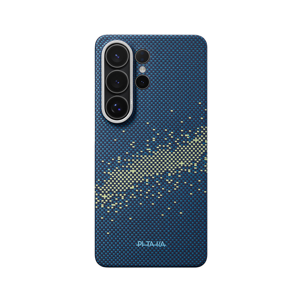 Galaxy S26 Ultra Kılıf M-safe Şarj Özellikli Aramid Karbon Fiber Pitaka Tactile Woven Starpeak Edge Serisi Milky Way Galaxy Kapak