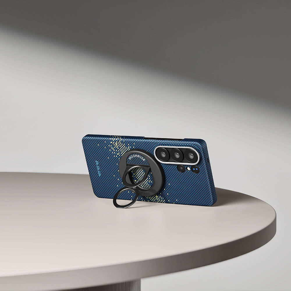 Galaxy S26 Ultra Kılıf M-safe Şarj Özellikli Aramid Karbon Fiber Pitaka Tactile Woven Starpeak Edge Serisi Milky Way Galaxy Kapak