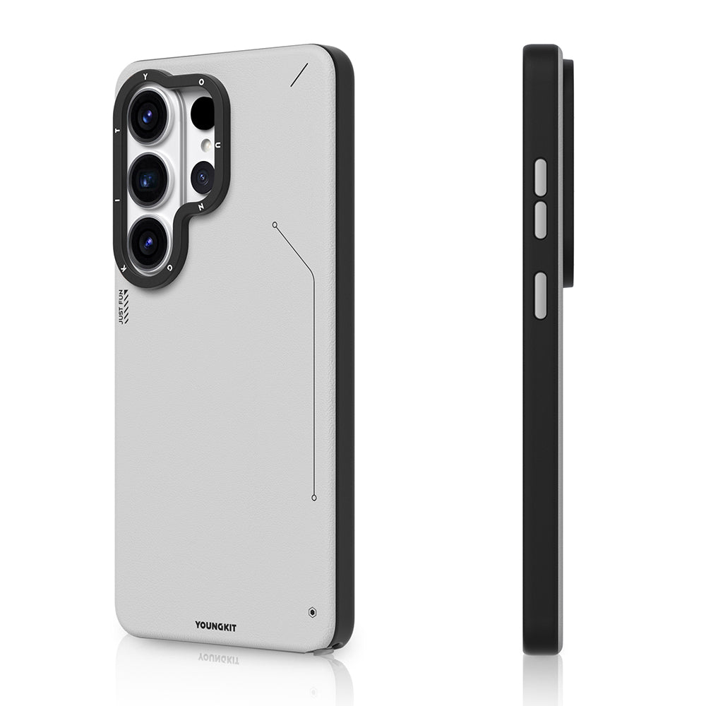Galaxy S26 Ultra Kılıf M-safe Şarj Özellikli Basit Mat Deri Desenli Youngkit Tech Fashion Serisi Kapak