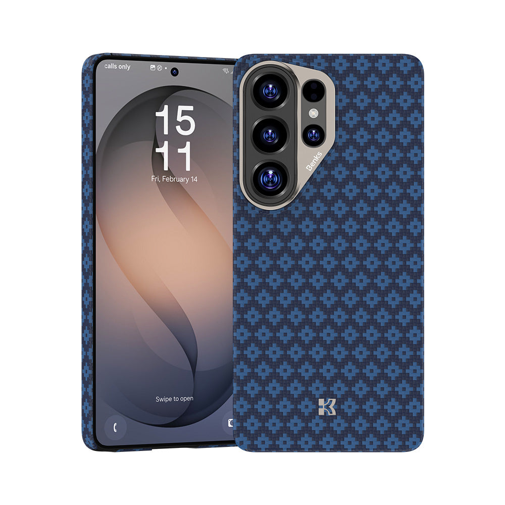 Galaxy S26 Ultra Kılıf M-Safe Şarj Özellikli Benks ArmorAir ArmorGrid Serisi Kevlar Karbon Kapak