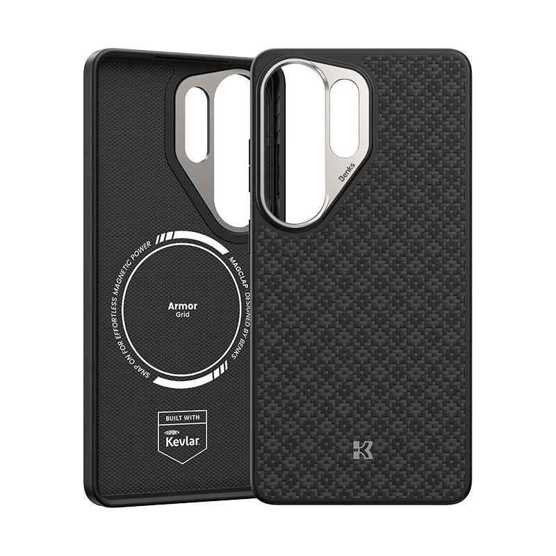 Galaxy S26 Ultra Kılıf M-Safe Şarj Özellikli Benks ArmorPro ArmorGrid Serisi Kevlar Karbon Kapak