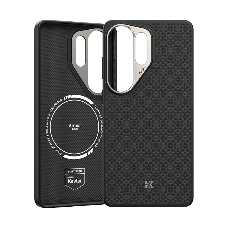 Galaxy S26 Ultra Kılıf M-Safe Şarj Özellikli Benks ArmorPro ArmorGrid Serisi Kevlar Karbon Kapak