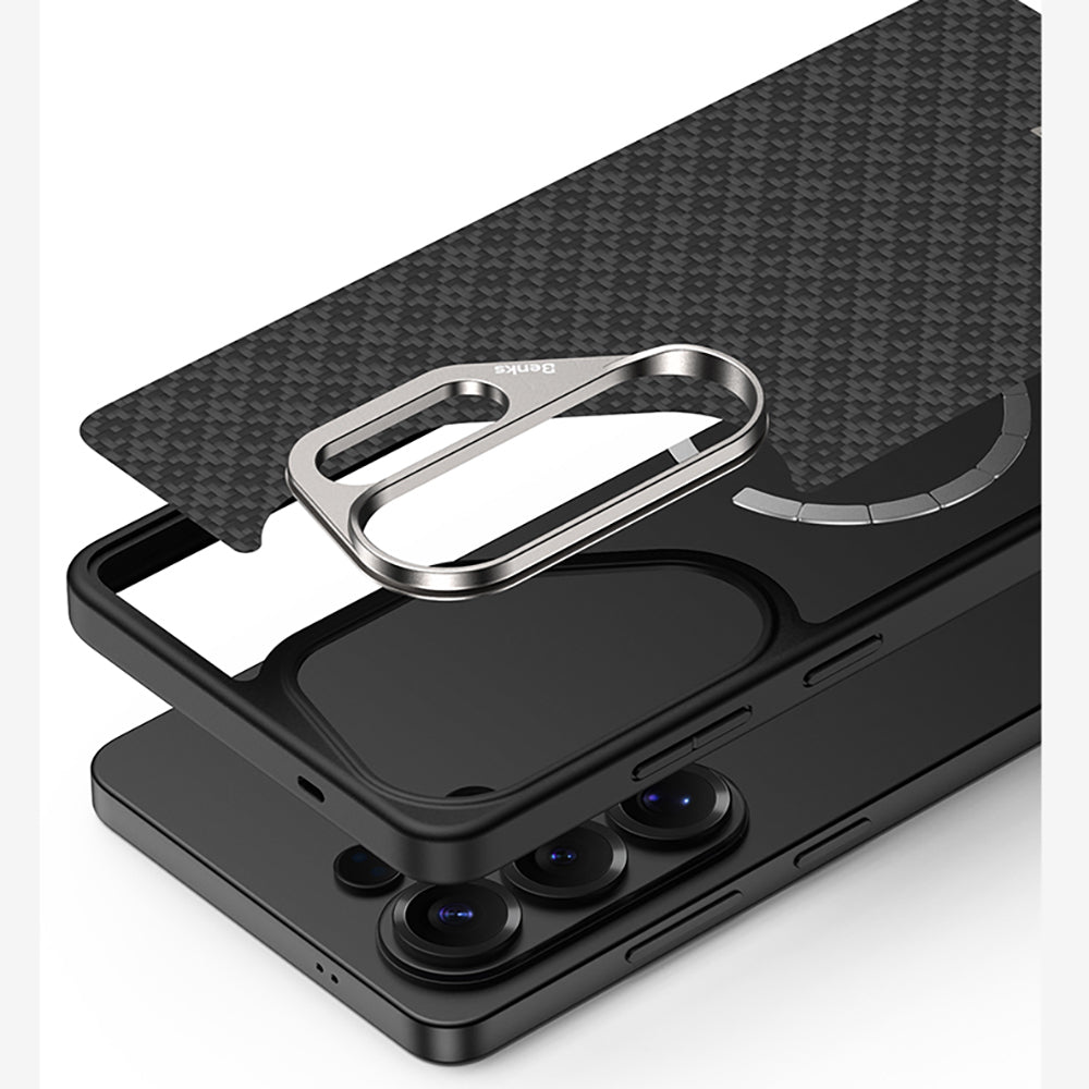 Galaxy S26 Ultra Kılıf M-Safe Şarj Özellikli Benks ArmorPro ArmorGrid Serisi Kevlar Karbon Kapak