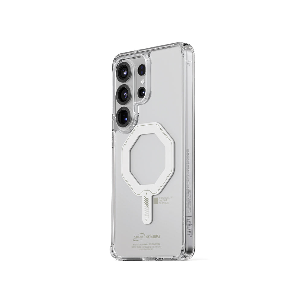 Galaxy S26 Ultra Kılıf M-safe Şarj Özellikli Şeffaf Airbag Tasarımlı Skinarma Saido Mag-Charge Nightglow Kapak