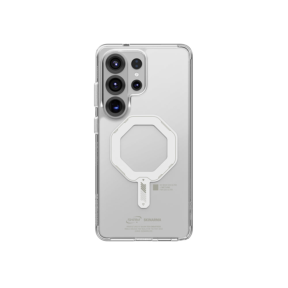 Galaxy S26 Ultra Kılıf M-safe Şarj Özellikli Şeffaf Airbag Tasarımlı Skinarma Saido Mag-Charge Nightglow Kapak