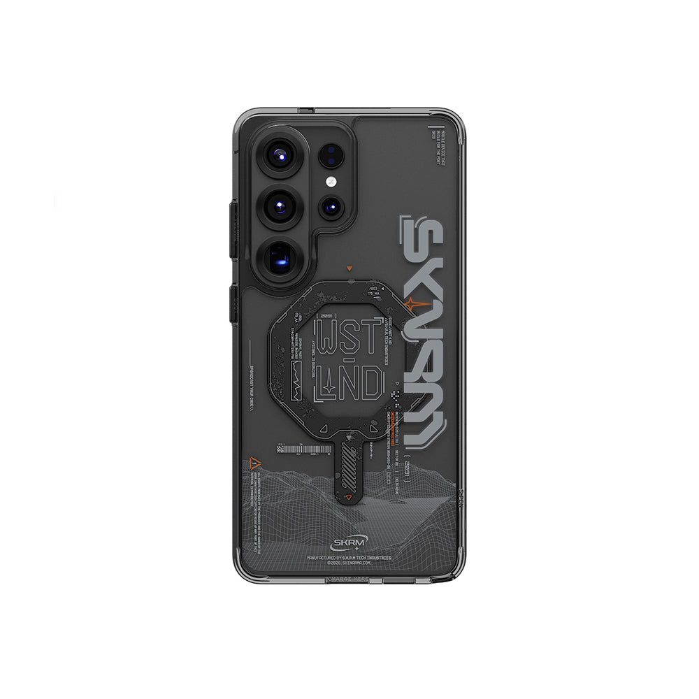 Galaxy S26 Ultra Kılıf M-safe Şarj Özellikli Yazı Desenli Airbag Tasarımlı Skinarma Sonix Kapak