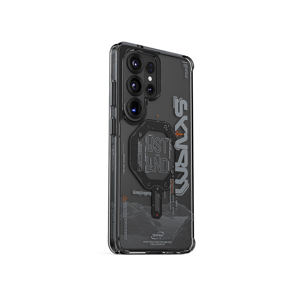 Galaxy S26 Ultra Kılıf M-safe Şarj Özellikli Yazı Desenli Airbag Tasarımlı Skinarma Sonix Kapak