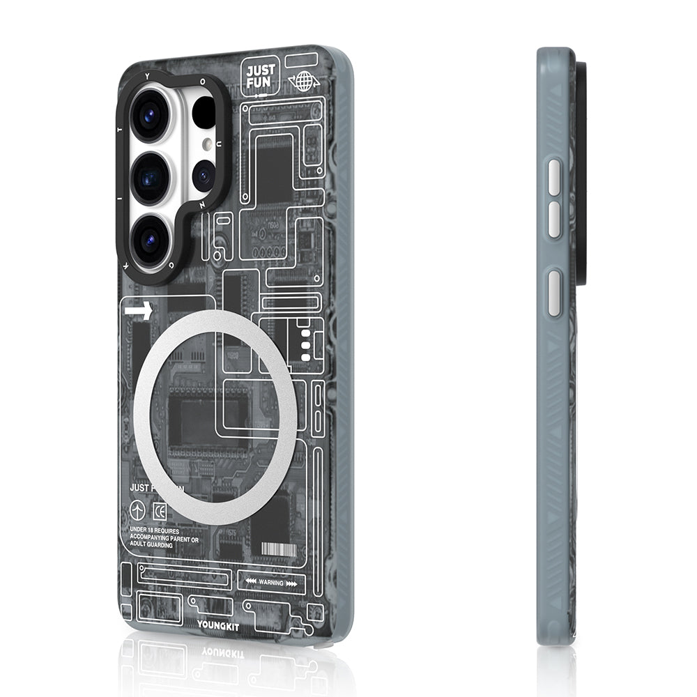 Galaxy S26 Ultra Kılıf M-safe Şarj Özellikli Youngkit 360 Derece Standlı Technology Serisi Kapak
