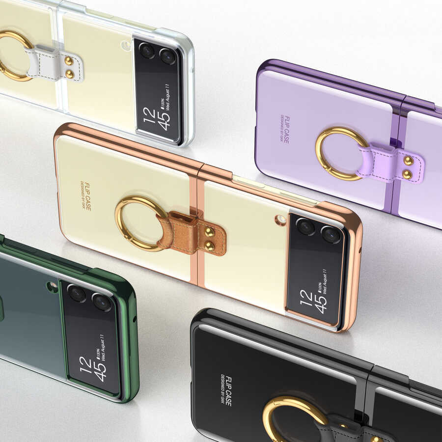 Galaxy Z Flip 3 Kılıf Zore Yüzüklü Kıpta Kapak
