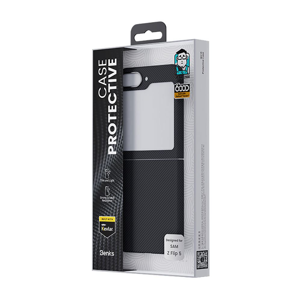 Galaxy Z Flip 5 Kılıf Karbon Fiber Benks Essential ArmorAir 600D Kevlar Kapak