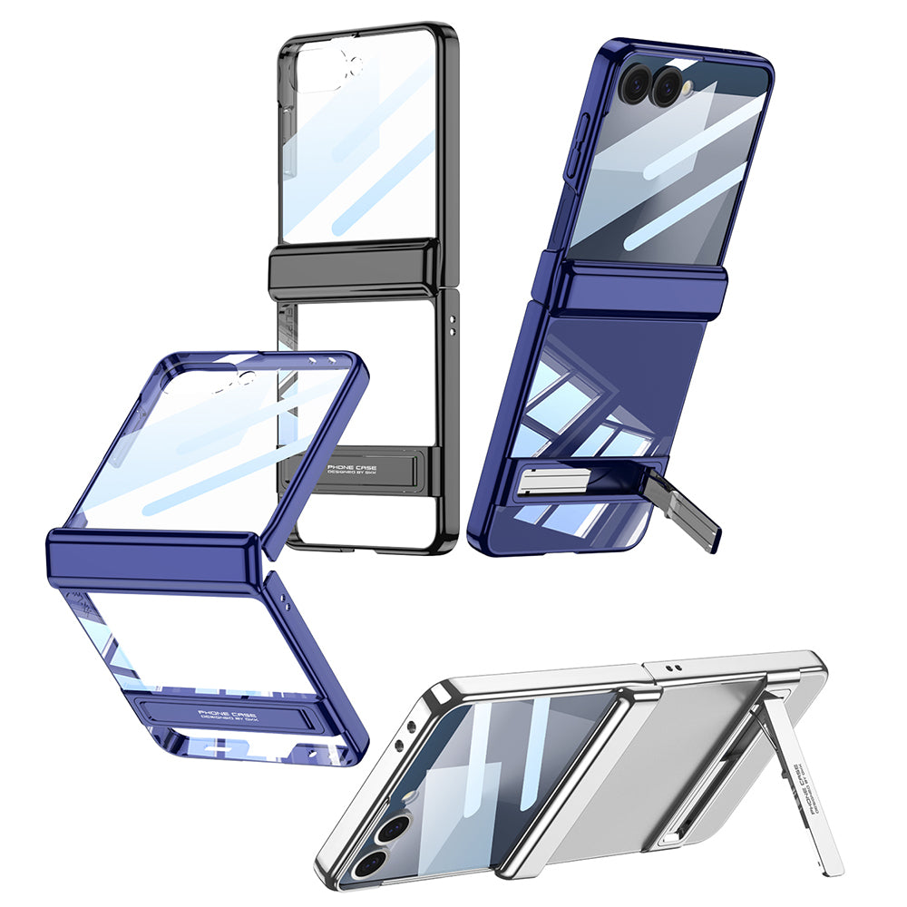 Galaxy Z Flip 7 Kılıf Kamera Korumalı Şeffaf Tasarımlı Zore Lego Standlı Kapak
