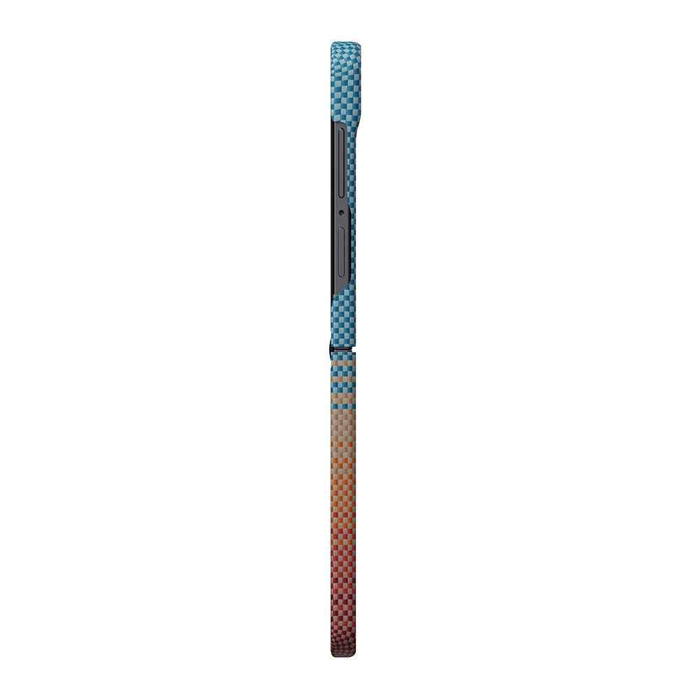 Galaxy Z Flip 8 Kılıf M-safe Şarj Özellikli Aramid Karbon Fiber Pitaka Sunset 2.0 California Dream Serisi Kapak