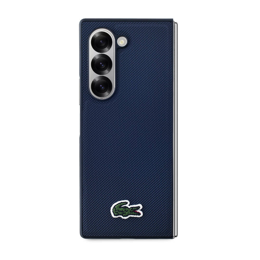 Galaxy Z Fold 6 Kılıf Lacoste Orjinal Lisanslı M-safe Şarj Özellikli Pike Desenli Arka Yüzey İkonik Timsah Dokuma Logolu Kapak