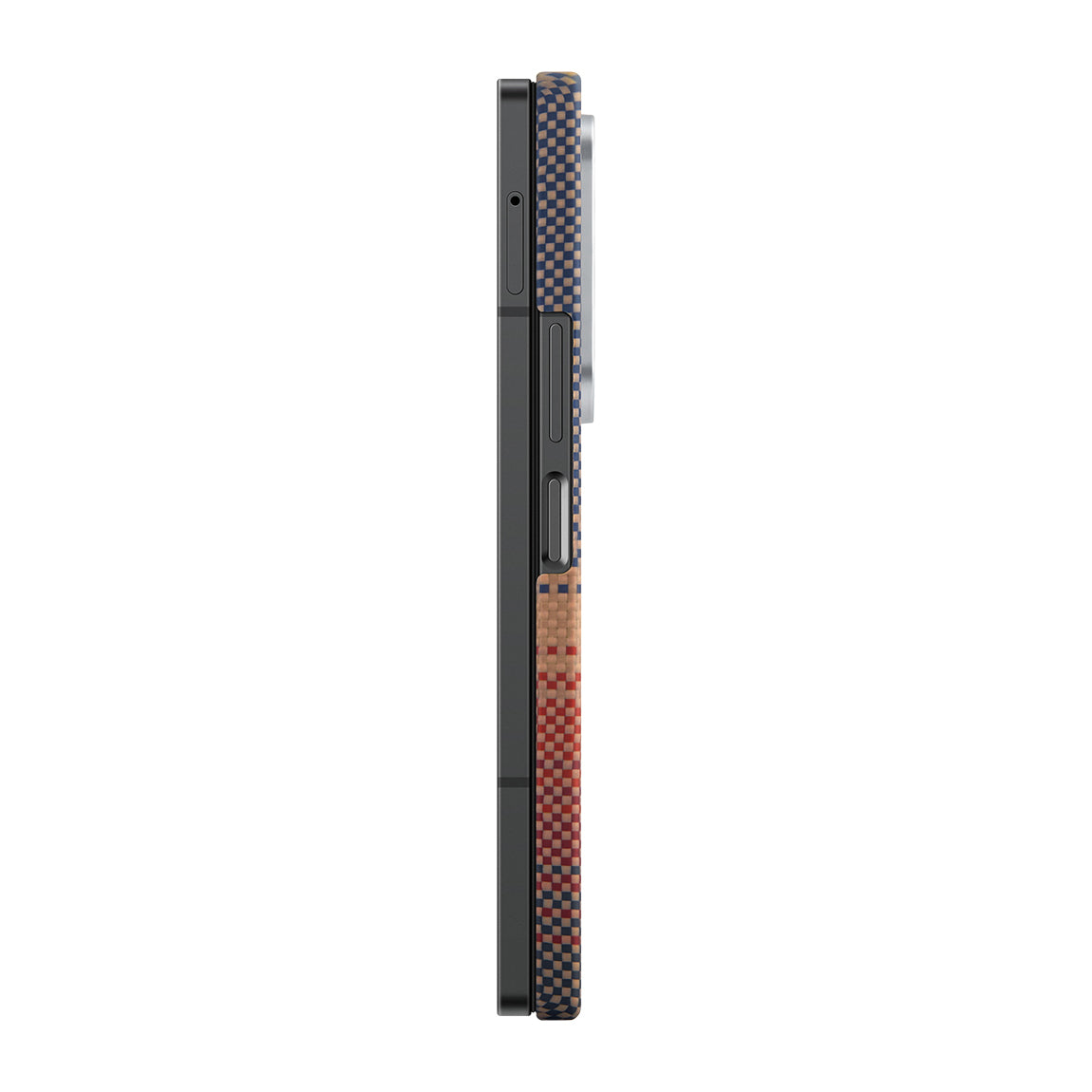 Galaxy Z Fold 6 Kılıf M-safe Şarj Özellikli Aramid Fiber Pitaka Tactile Woven Sunset-Moonrise Serisi Sunset Kapak