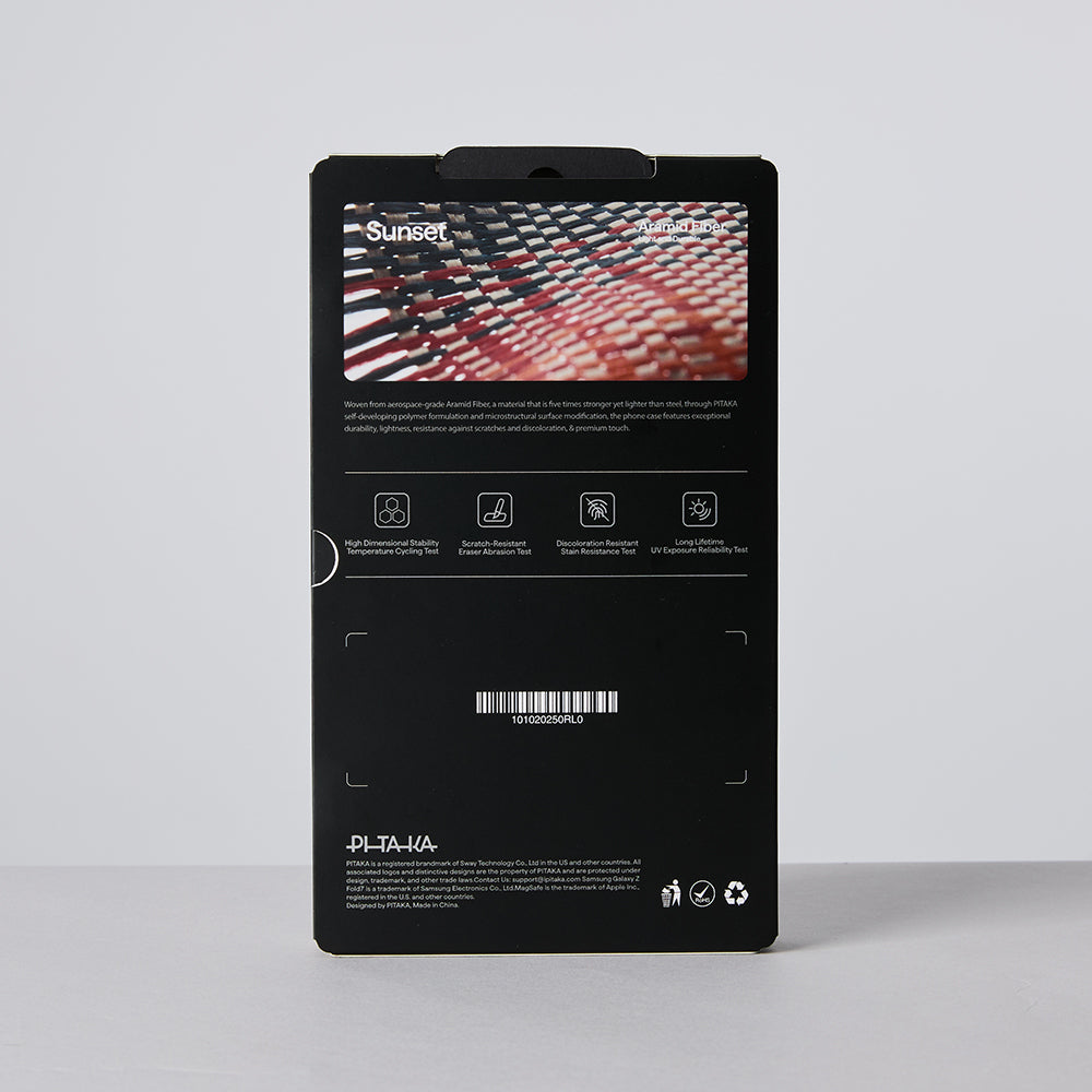Galaxy Z Fold 7 Kılıf M-safe Şarj Özellikli Aramid Fiber Pitaka Tactile Woven Sunset-Moonrise Serisi Kapak