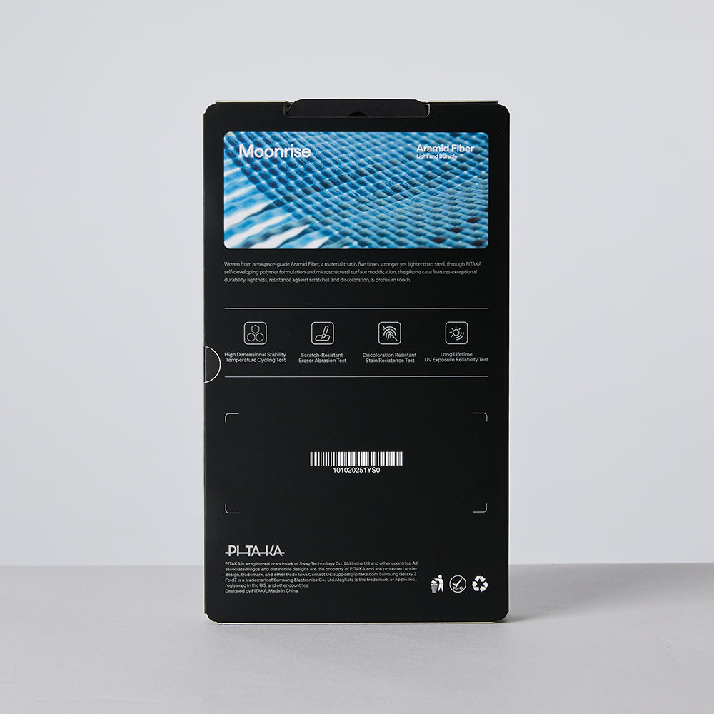 Galaxy Z Fold 7 Kılıf M-safe Şarj Özellikli Aramid Fiber Pitaka Tactile Woven Sunset-Moonrise Serisi Kapak