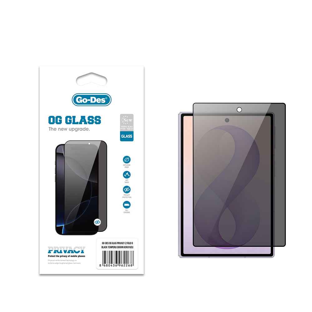 Galaxy Z Fold 8 Go Des OG Glass Privacy Antistatik Temperli Cam Ekran Koruyucu