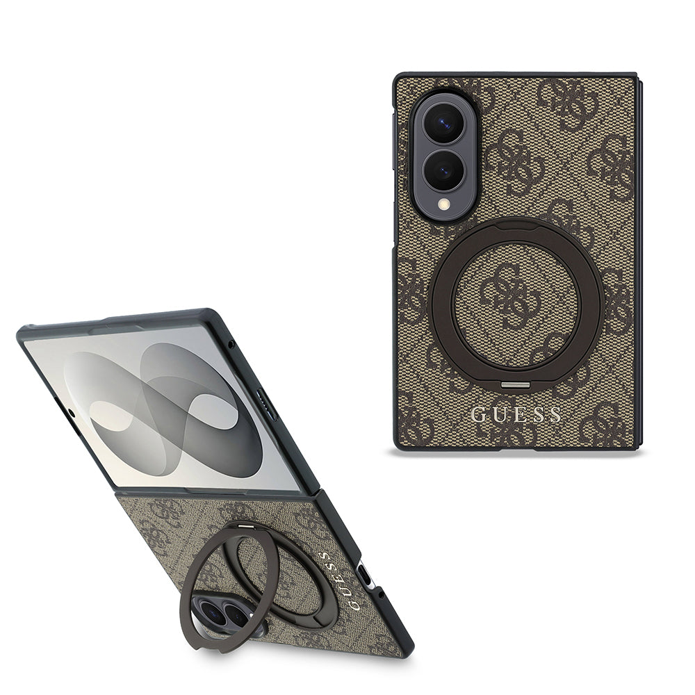Galaxy Z Fold 8 Kılıf Guess Orjinal Lisanslı M-safe Şarj Özellikli 360 Derece Dönebilen Standlı PU Metal Logolu Kapak