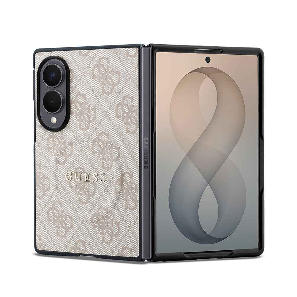 Galaxy Z Fold 8 Kılıf Guess Orjinal Lisanslı M-safe Şarj Özellikli PU Deri 4G Desenli Yazı Logolu Kapak