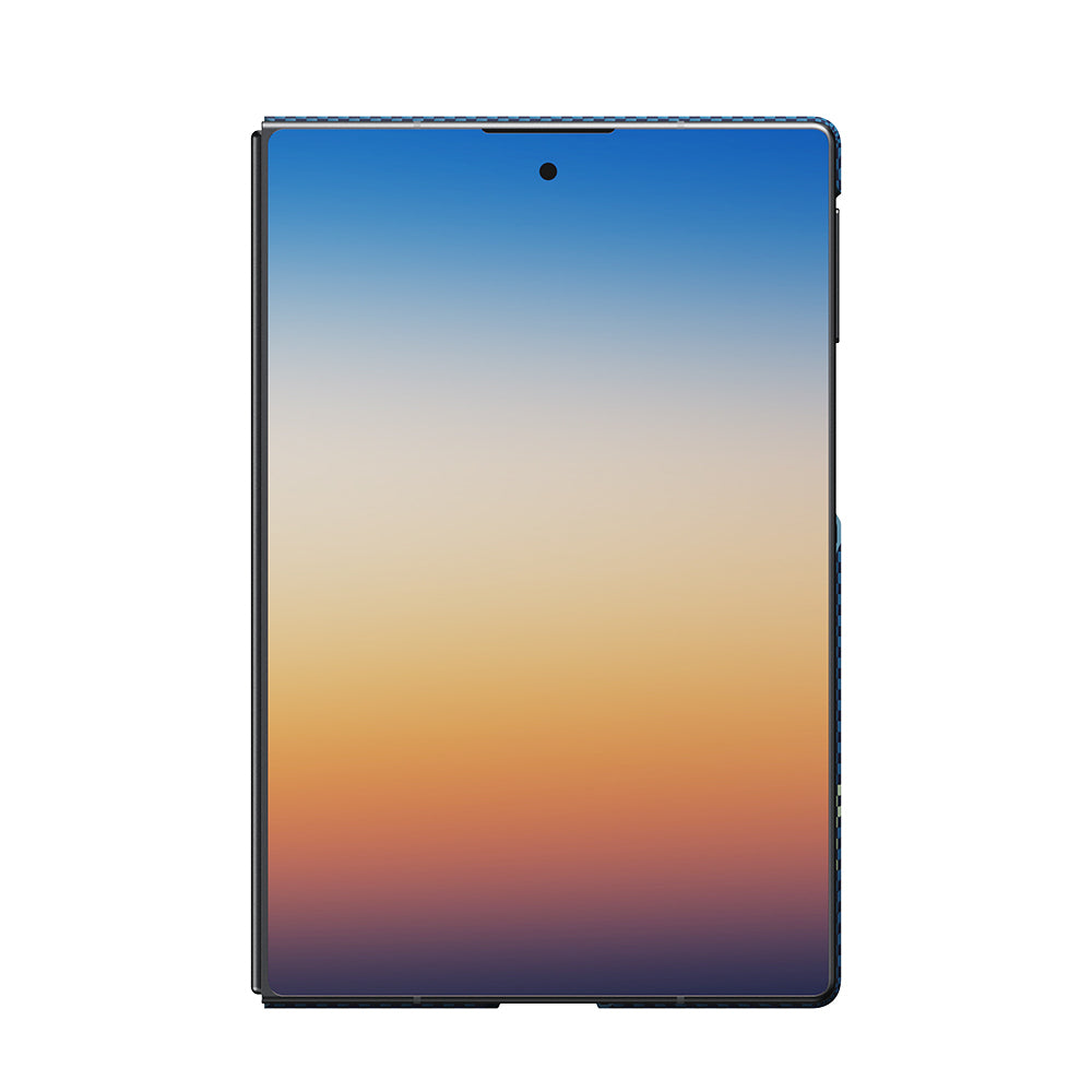 Galaxy Z Fold 8 Kılıf M-safe Şarj Özellikli Aramid Karbon Fiber Pitaka Tactile Woven Sunset-Moonrise Serisi Kapak