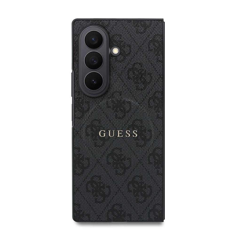 Galaxy Z Fold 8 Ultra Kılıf Guess Orjinal Lisanslı M-safe Şarj Özellikli 4G Desenli Yazı Logolu PU Deri Kapak