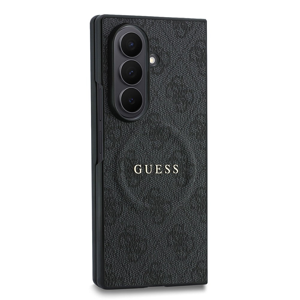 Galaxy Z Fold 8 Ultra Kılıf Guess Orjinal Lisanslı M-safe Şarj Özellikli 4G Desenli Yazı Logolu PU Deri Kapak