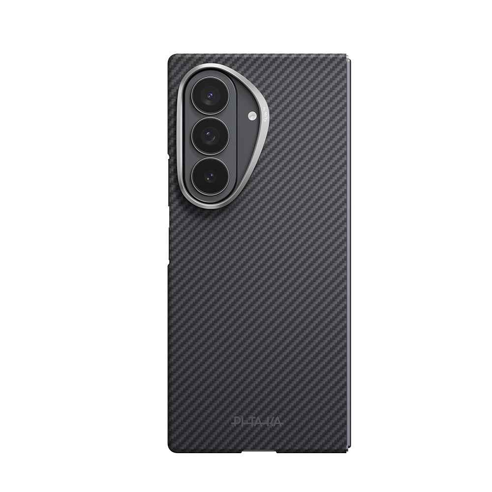 Galaxy Z Fold 8 Ultra Kılıf M-safe Şarj Özellikli 600D Aramid Karbon Fiber Pitaka Edge Serisi Black-Grey Twill Kapak