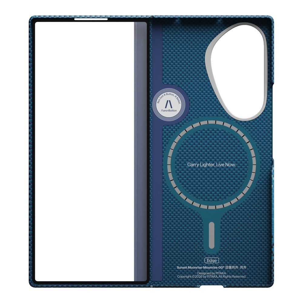 Galaxy Z Fold 8 Ultra Kılıf M-safe Şarj Özellikli Aramid Karbon Fiber Menteşe Butonlu Suite Pitaka Sunset-Moonrise Serisi Kapak