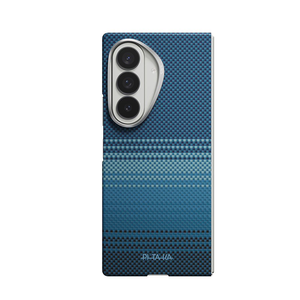 Galaxy Z Fold 8 Ultra Kılıf M-safe Şarj Özellikli Aramid Karbon Fiber Pitaka Tactile Woven Sunset-Moonrise Serisi Kapak