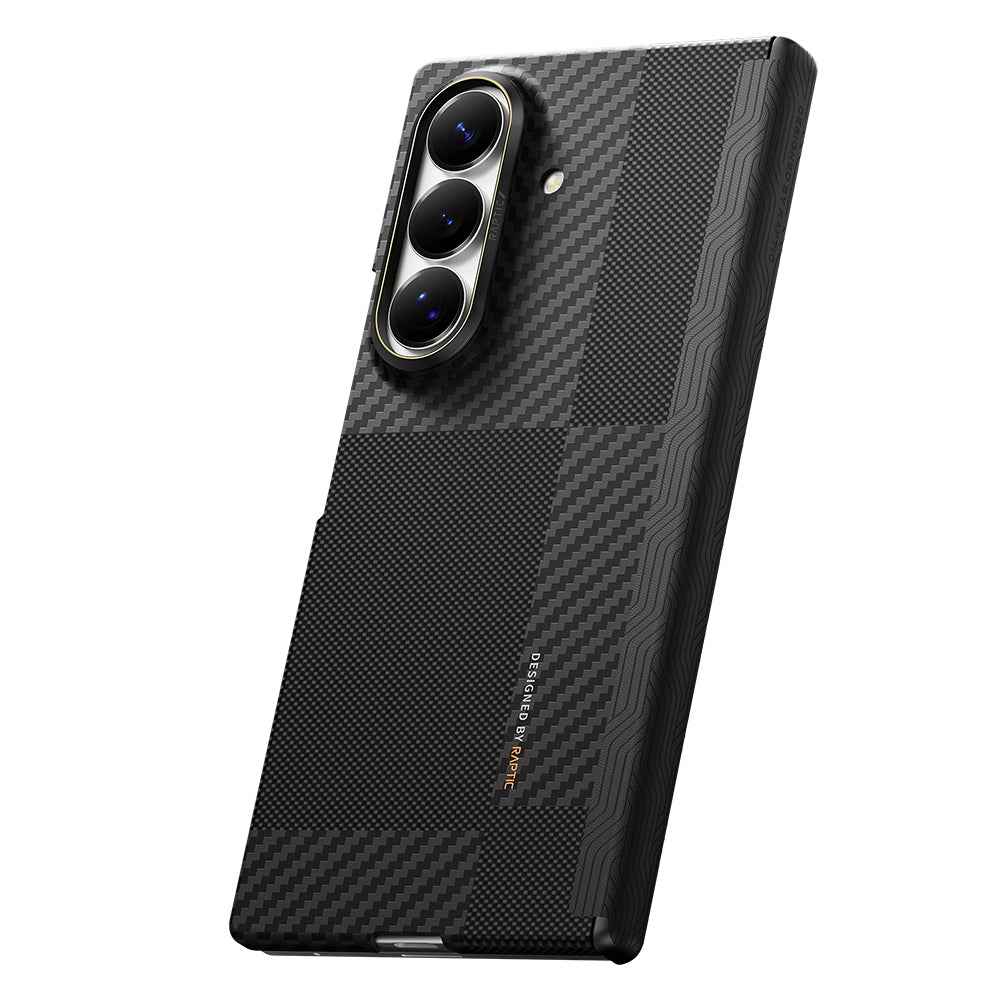 Galaxy Z Fold 8 Ultra Kılıf M-safe Şarj Özellikli Metal Kamera Çerçeveli Raptic Aramid SkinPro Serisi Karbon Kapak