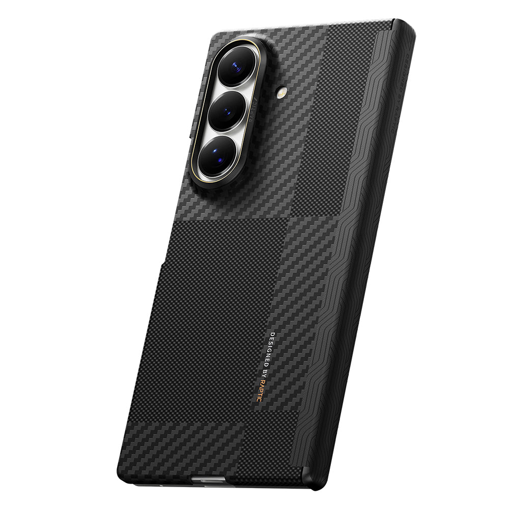 Galaxy Z Fold 8 Ultra Kılıf M-safe Şarj Özellikli Metal Kamera Çerçeveli Raptic Aramid SkinPro Serisi Karbon Kapak