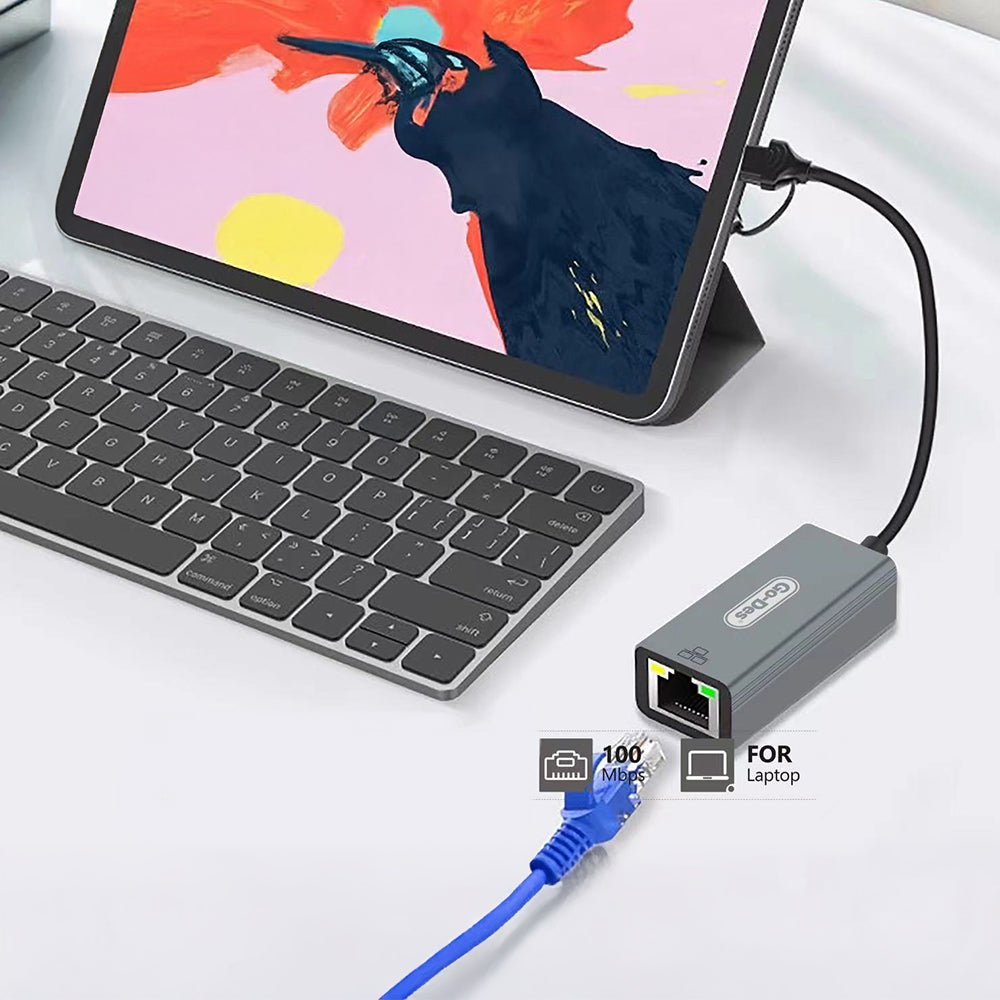 Go Des GD-6871 RJ45 Type-C ve USB-A Ethernet Dönüştürücü Kablo 100Mbps
