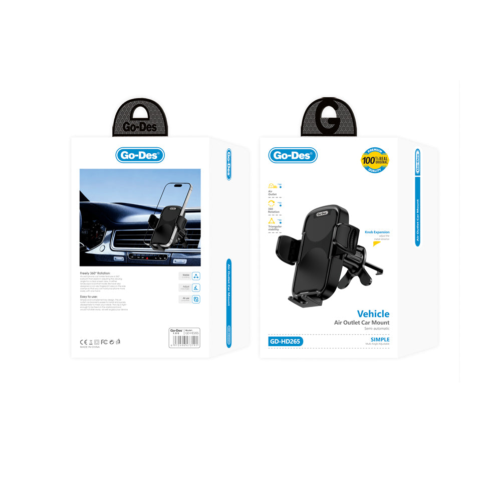 Go Des GD-HD265 360° Dönebilen Yarı Otomatik Araç Telefon Tutucu