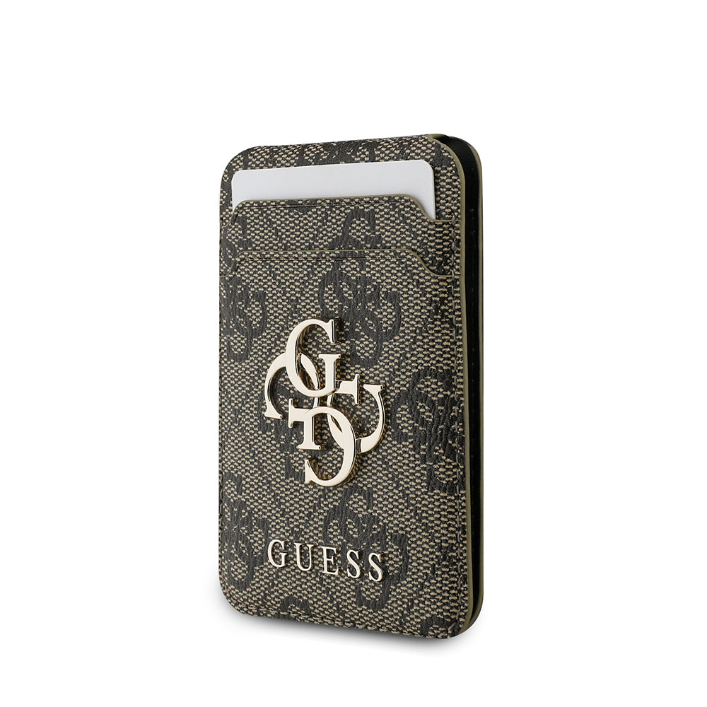 Guess Orjinal Lisanslı PU Deri 4G Desenli Metal Büyük 4G ve Yazı Logolu Standlı Magnetik Kartlık