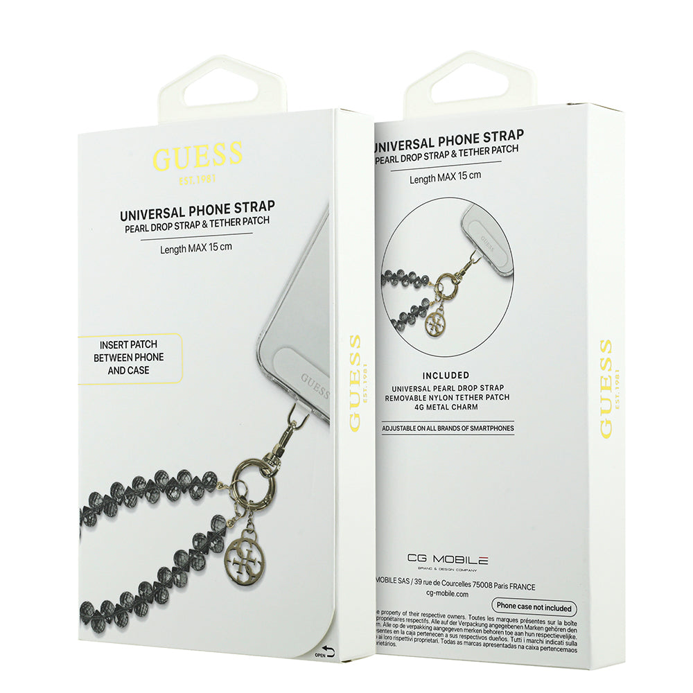 Guess Orjinal Lisanslı 4G Metal Logolu Kristal Taşlı Telefon Bilek Askı Zinciri