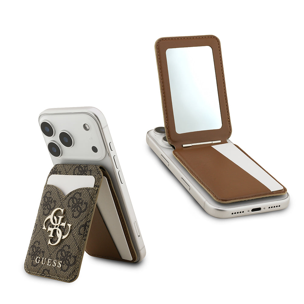 Guess Orjinal Lisanslı Aynalı Metal Büyük 4G Logolu Standlı Magnetik Kartlık