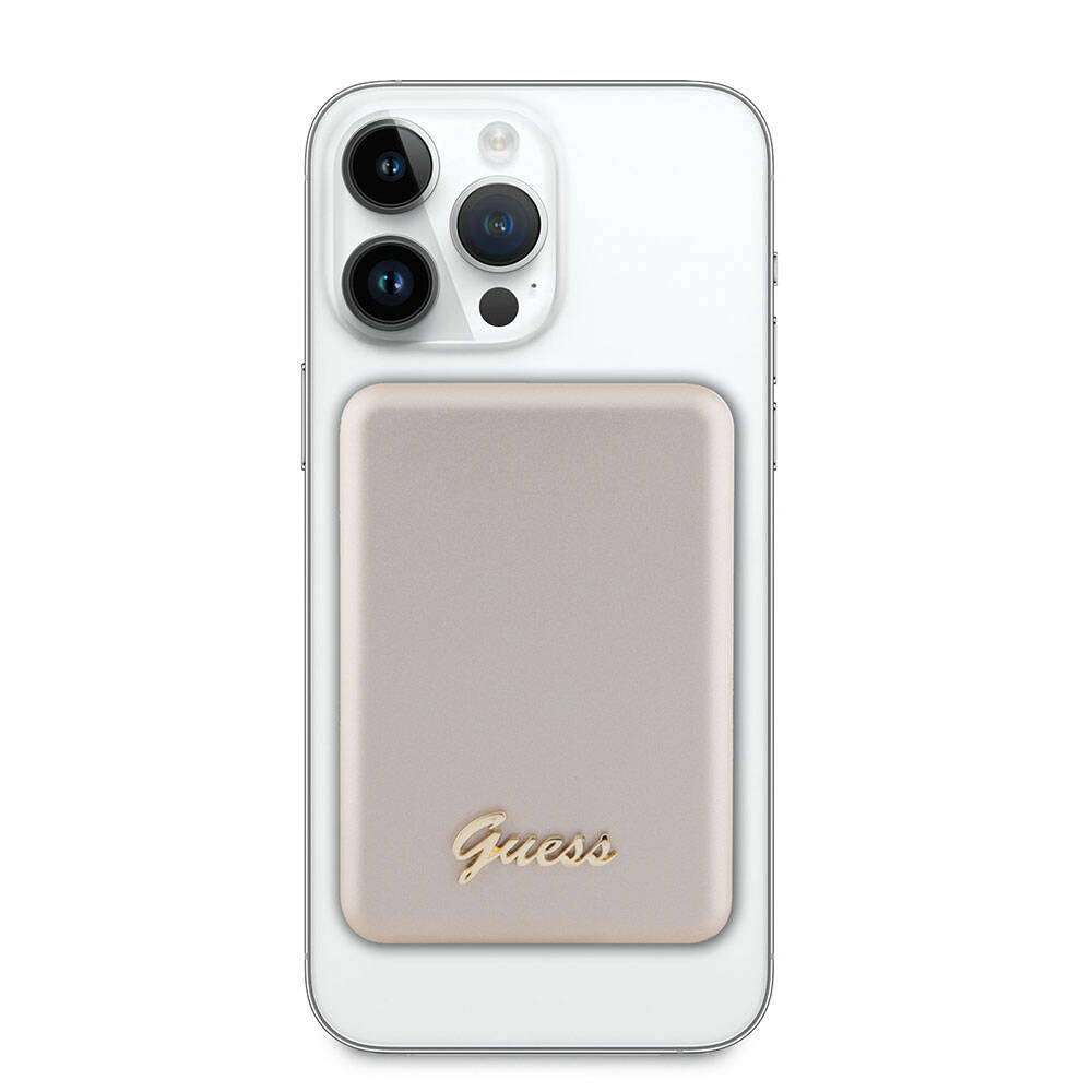 Guess Orjinal Lisanslı M-safe Şarj Özellikli Metal Yazı Logolu Powerbank 3000mAh 5W