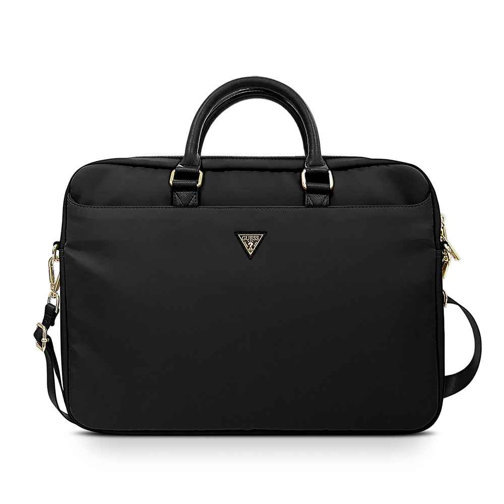 Guess Orjinal Lisanslı Naylon Kumaş Metal Üçgen Logolu Omuz Askılı 15-16 inç Laptop Çantası