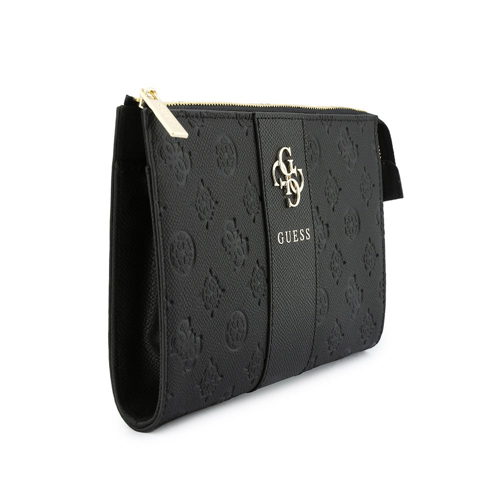 Guess Orjinal Lisanslı Peony ve 4G Desenli Şerit Detaylı Metal Logolu Omuz Askılı El Çantası