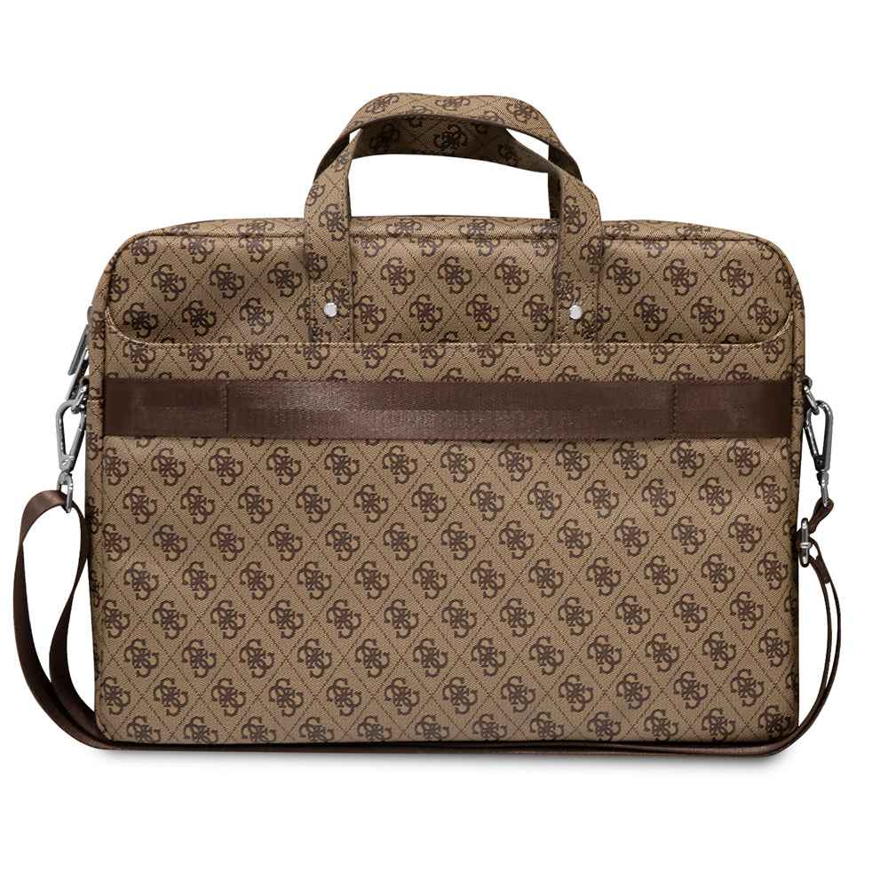 Guess Orjinal Lisanslı Sıcak Damgalı 4G Desenli Üçgen Logolu Omuz Askılı 15-16 inç Laptop Çantası